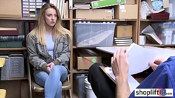 Preview 1 of Old Black Negro Women Sex Live - Blonde teen busted by a cop because she stole clothes