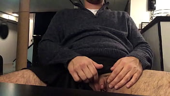 Preview 2 of Gay Poran Vidio - Playing with my little dick while sitting at my desk