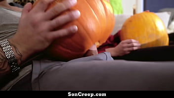 Preview 1 of Taxi Driver Cheak - Stepson Getting a Special Pumpkin Surprise from His Daddy - Soncreep