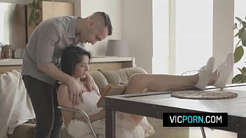Preview 1 of Angie Cox Blowjob - Horny wife Wild Nicol gets her pussy banged on a kitchen table
