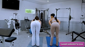 Preview 2 of Indian Village Aundi Sex Video - Sexy lesbian trainer in tight sexy pants seduces her student - Queenie Sateen,  Katrina Colt