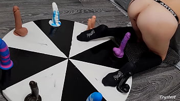Preview 3 of Miya Khalifa All Sex Vedio - Wheel of DILDOS! She wants to WIN Her Orgasm Here