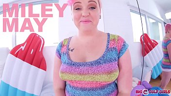 Preview 1 of 14teens Years - Big tits Miley May POV deepthroat and swallowing cum