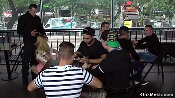 Preview 2 of Dani Daniel Brother Sister Sex - Big tits blonde takes dp in public bar