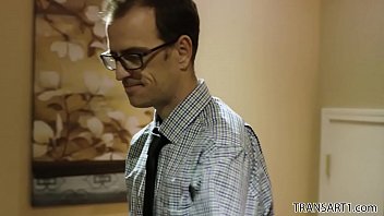 Preview 1 of Bella Bezz Big Ass - TS boss gagging on employee&#039_s dick - Chad Diamond and Lena Kelly