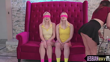 Preview 1 of Father Fucks Retarded Daughter - Blindfolded lesbo getting anally fingered