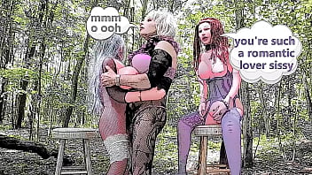 Preview 3 of Facial Dance - Sissy romances two blow up dolls all day part 2 cartoon slideshow blowjob fucking &amp_ creampie