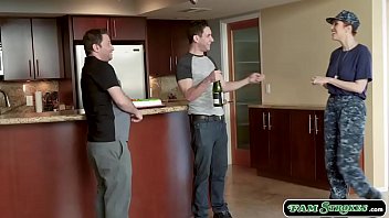 Preview 1 of Japanese Doll Gets Twat Hammered - Army stepmom throats n fucked by stepson