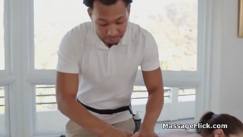 Preview 1 of My Show Slut Outfit - Oiled teen filled with masseurs big black cock