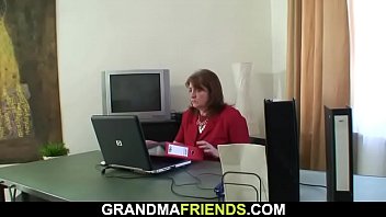 Preview 1 of Xxx Hotvideo Hd - Busty granny boss swallows two cocks on work place