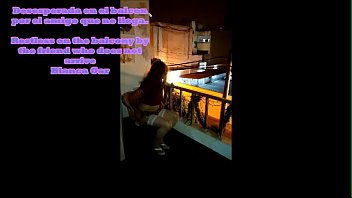 Preview 4 of Thai Hijab Porn - Desesperada en el balcon por el amigo que no llega - Blanca Gar
