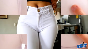Preview 2 of Seachyou Tubrsex - Huge Ass Latina in White Tight Jeans Exposing Cameltoe Also