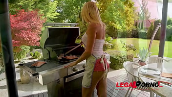 Preview 1 of Korean Dolly - BBQ turns into hardcore threesome fucking with Kitana Lure riding 2 dicks GP411