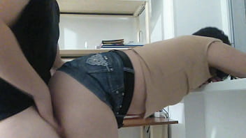 Preview 3 of Diner In House - my girl in very old denim mini skirt