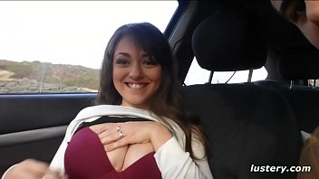 Preview 2 of 2gals Xnxx - Big Tit GF Masturbates in Car,  Then Fucked Hard at Home