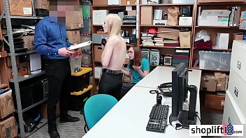 Preview 2 of Angela White Fuckes A Shemale - Teen thief fucked by a policeman with boyfriend present