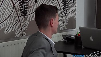 Preview 1 of Big Milky Titty - Skinny boy and his boss suck off each other in the office