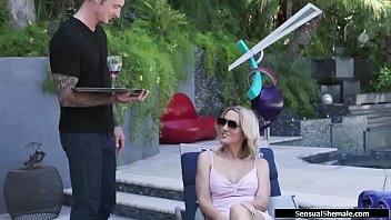 Preview 1 of New Xxxyhd Video - Horny Tgirl throats and analed by waiter