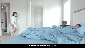 Preview 2 of Skylsr Green - Karmen Santana blowjob her horny masturbator stepbro on the bed!