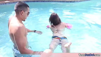Preview 2 of Japanese Wf - Extra small and cute Sara wants a swimming lesson Well she will swimming in my cum very soon