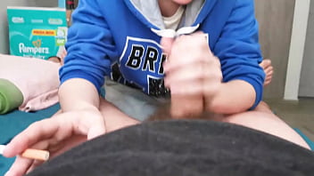 Preview 3 of Top Motion - Brunette in Hoodie Sucking Cock