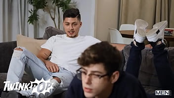 Preview 1 of Indiangfvideos Chick In Lingerie - TWINKPOP - Angel Rivera Fucks Joey Mills&#039_ Mouth,  Then Pounds Him Until He Covers Him With His Load
