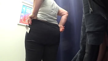 Preview 2 of Video Xxxsex - The camera in the fitting room watches a big ass in satin panties. Curvy milf changes clothes. PAWG. Amateur fetish.