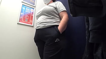 Preview 4 of Video Xxxsex - The camera in the fitting room watches a big ass in satin panties. Curvy milf changes clothes. PAWG. Amateur fetish.