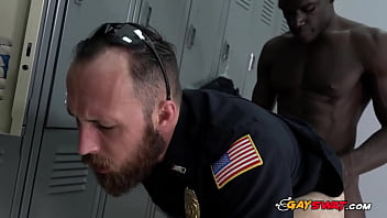 Preview 3 of Fucked August Ames - Gay cops get their assholes demolished by horny criminal