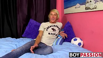 Preview 2 of Helpful Mother - Interviewed young guy strokes his shaved cock and cums