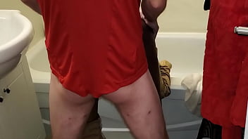 Preview 4 of Public Peeing Festival - Doll Showers &amp_ Gets Golden Tracksuit Wet!