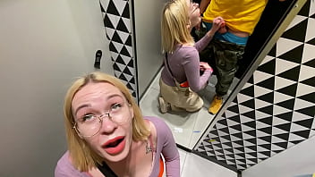 Preview 2 of Bhojpuri Girls With Animals Sex - Getting a blowjob in the changing booth