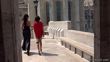 Preview 2 of X Bido - Butt plugged babe exposes ass outdoor