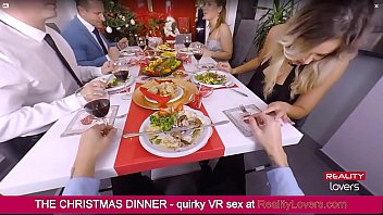 Preview 2 of Breezar Xx Hd - Blowjob under the table on Christmas in VR with beautiful blonde