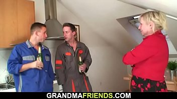 Preview 3 of Adelsexyuk Free Porn Movies - Very old busty granma pleases two boys teen