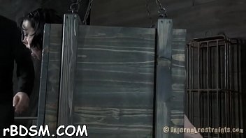 Preview 4 of Czech Rep Public Money - Tied up chick gets her pink flaps opened up for lusty punishment