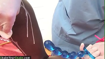 Preview 4 of After Work Bank - Black teen babe drilled with huge sextoy