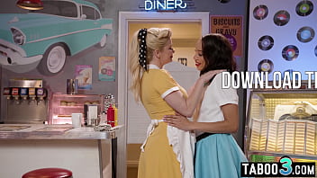 Preview 3 of Nadya Sommer - Ebony lesbian teen Alexis Tae eating a blonde MILF waitress juicy pussy