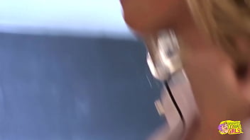 Preview 1 of Twink Taking A Shit - Testing the prototype glasses turns the brunette and blonde chick into anal craving lesbian sluts