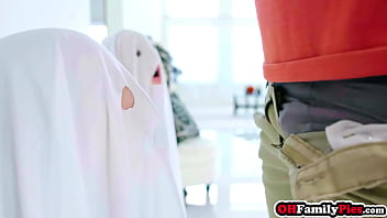 Preview 2 of Omani Arob Xxxxx - Two ghosts and one massive cock so lucky guy enjoyed Halloween with teens Lana Smalls and petite Molly Little