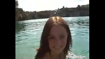 Preview 3 of Xnxx Unblock Nubid - Dirty Lilly topless swimming the pond