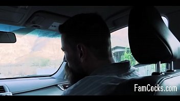 Preview 1 of Girl Gay Porno - FamilyDick - Nasty Little Twink Sucks His Old Man&#039_s Cock In The Car Outdoors