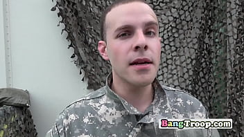 Preview 1 of 2fimel 1mel - Horny soldier gets his cock sucked while getting asshole fingered