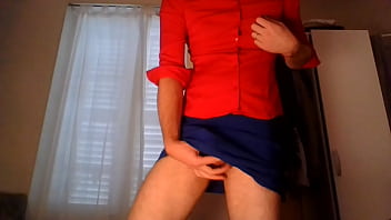 Preview 1 of Sex Mp4 X - Amateur cross dresser sexy secretary masturbating and ejaculating