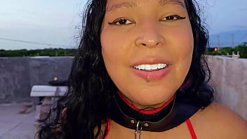 Preview 3 of Youngest Indian Sexy Gril - Submissive MILF gets dominated outdoors on rooftop by bricklayer. Facial,  blowjob and golden shower,  a real submissive and compliant latina bitch
