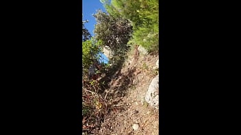 Preview 2 of Black Woman Cute - StepMom seduces StepSon by taking off her Panties and doing Hiking. StepMom Sucks cock great on Beach