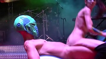 Preview 4 of Lesbians Taking Cumshot - Siona Gold fuck with ALIEN Capitano Eric on stage of salon futursex