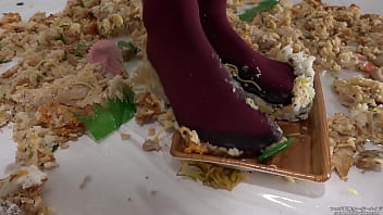 Preview 2 of Madison Lee Fucks Gamer Son - foodcrush　A woman stepping on food
