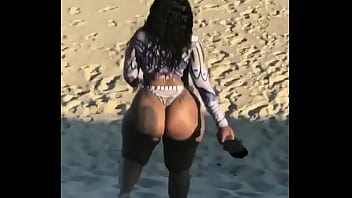 Preview 1 of Bella Baby Solo Closeup - Cherokee D Ass wobbling around on the beach