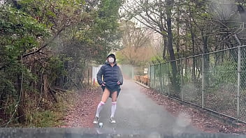 Preview 1 of Anushk Sharma Fuck Sex - 女装子まゆちゃんが早朝の誰もいない雨の遊歩道で下半身露出しながら興奮してしまい全裸になって露出プレイを楽しんでいる